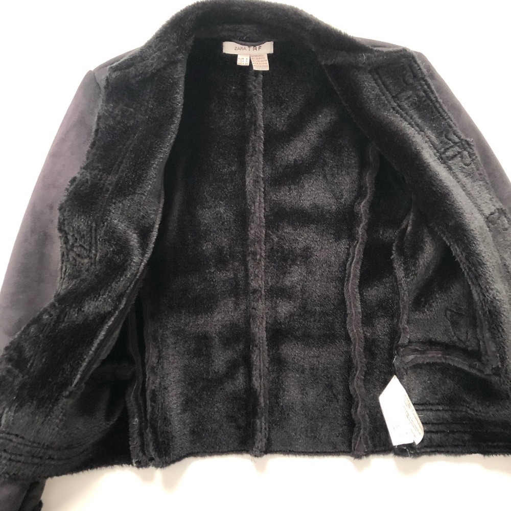 Zara suede shearling embellished coat * - Picture 4 of 8